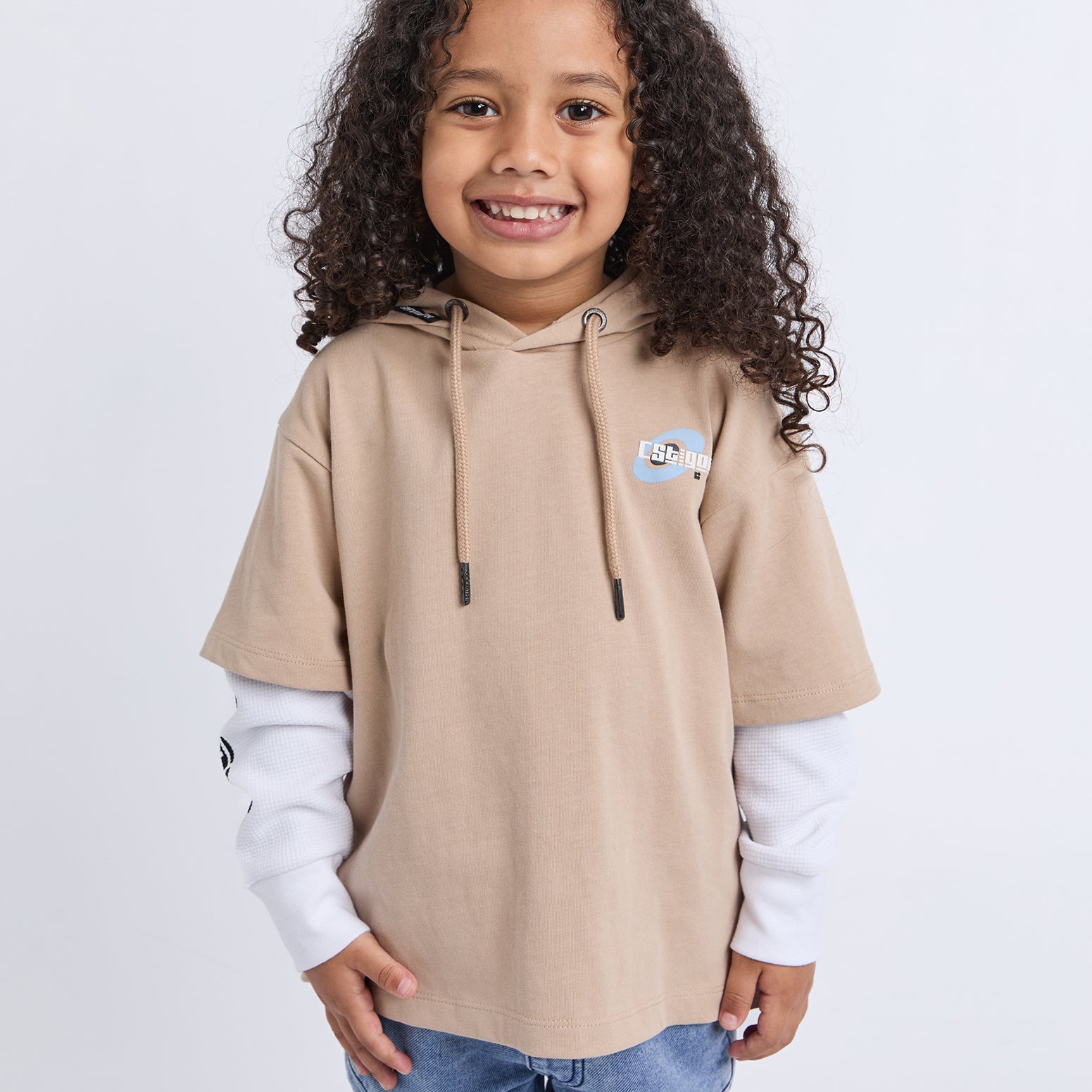 Kids Logo Over Tee Tan