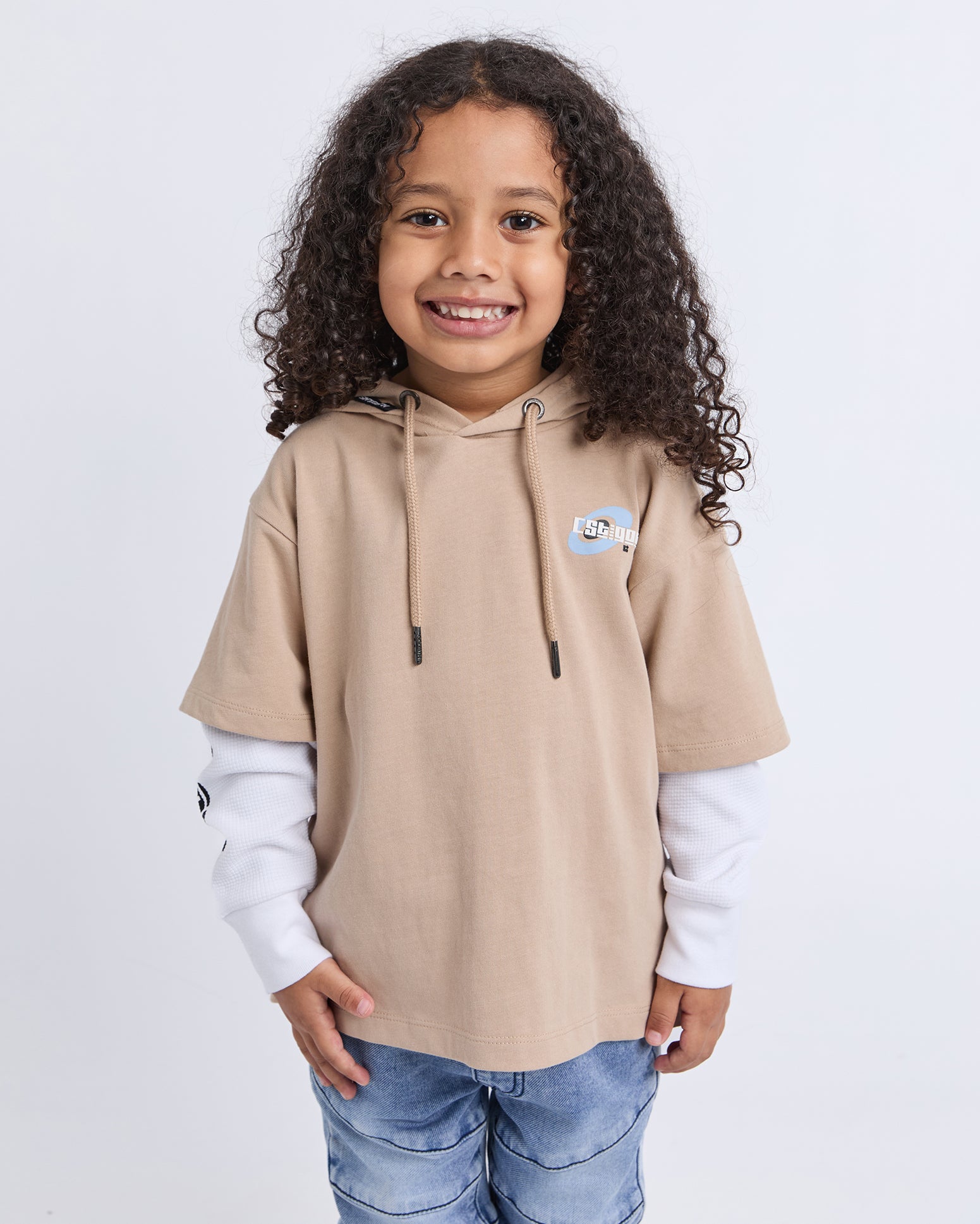 Kids Logo Over Tee Tan