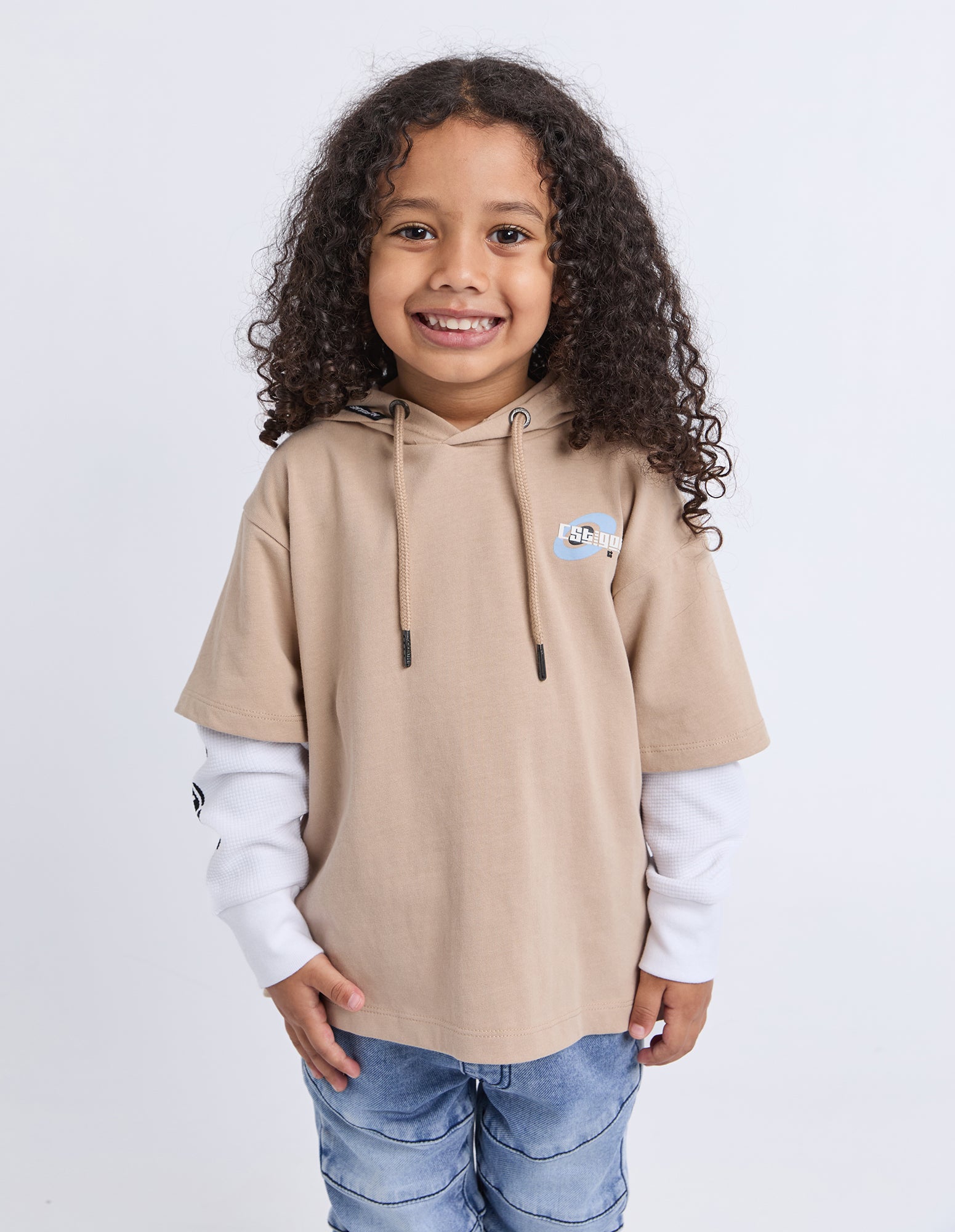 Kids Logo Over Tee Tan