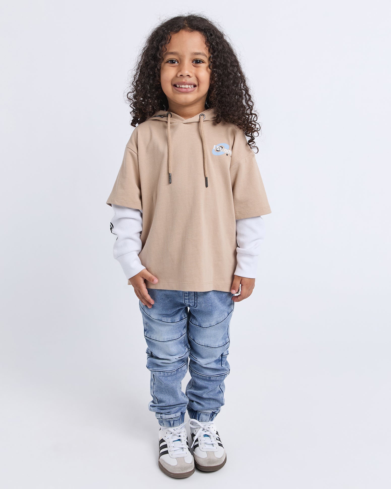 Kids Logo Over Tee Tan