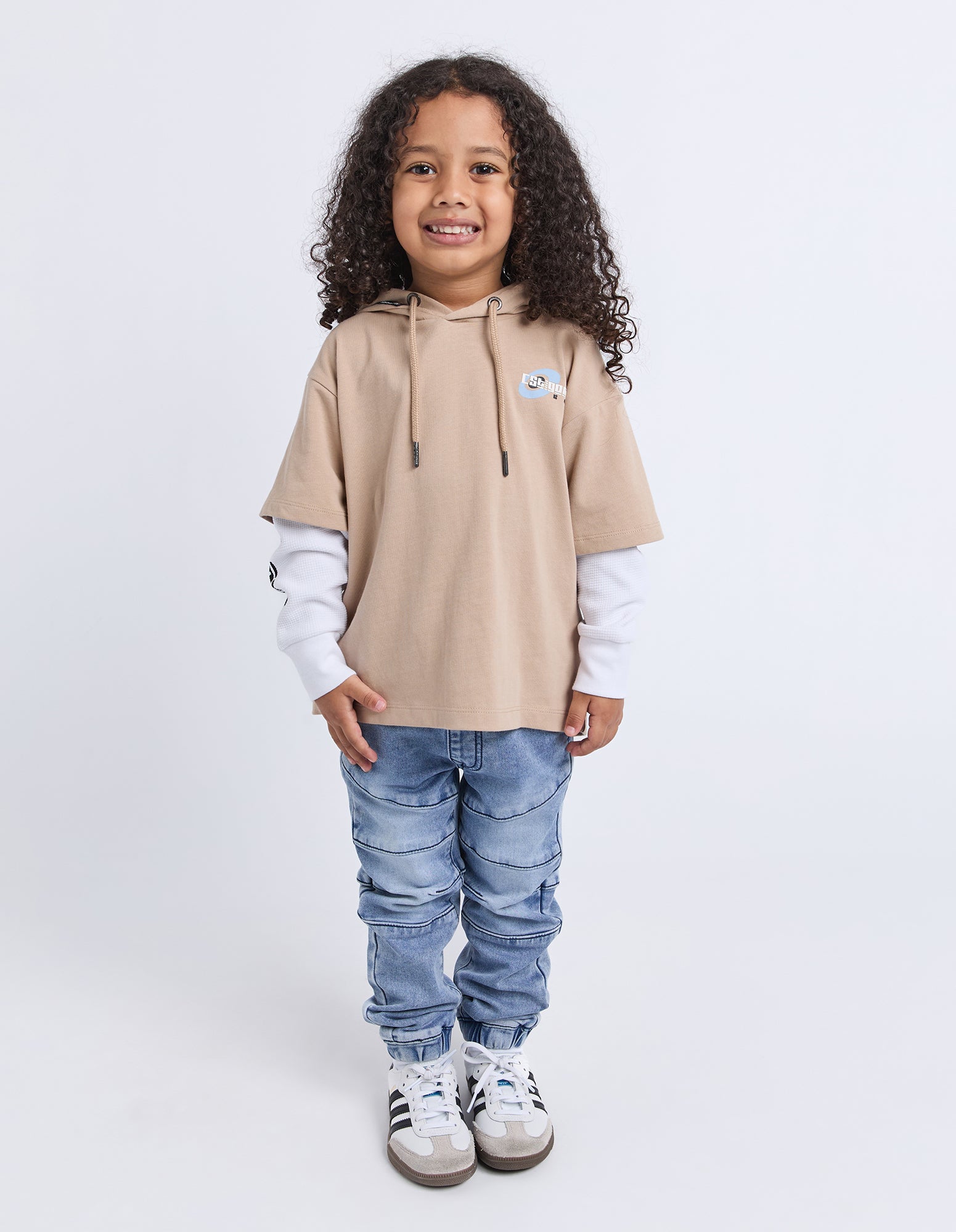 Kids Logo Over Tee Tan
