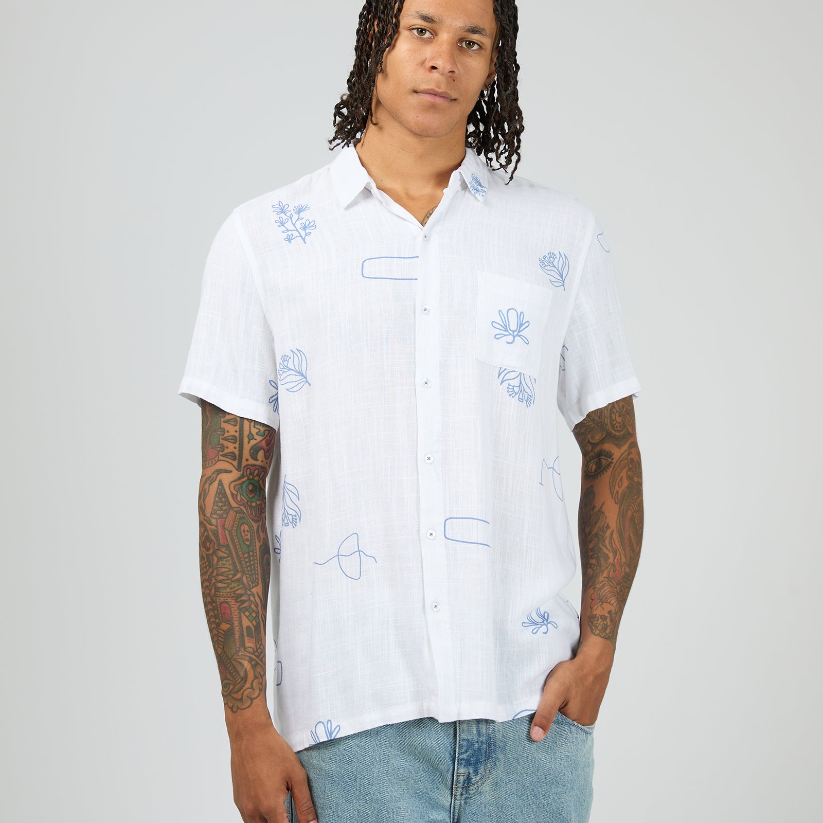 Ceramic Short Sleeve Shirt Vintage White