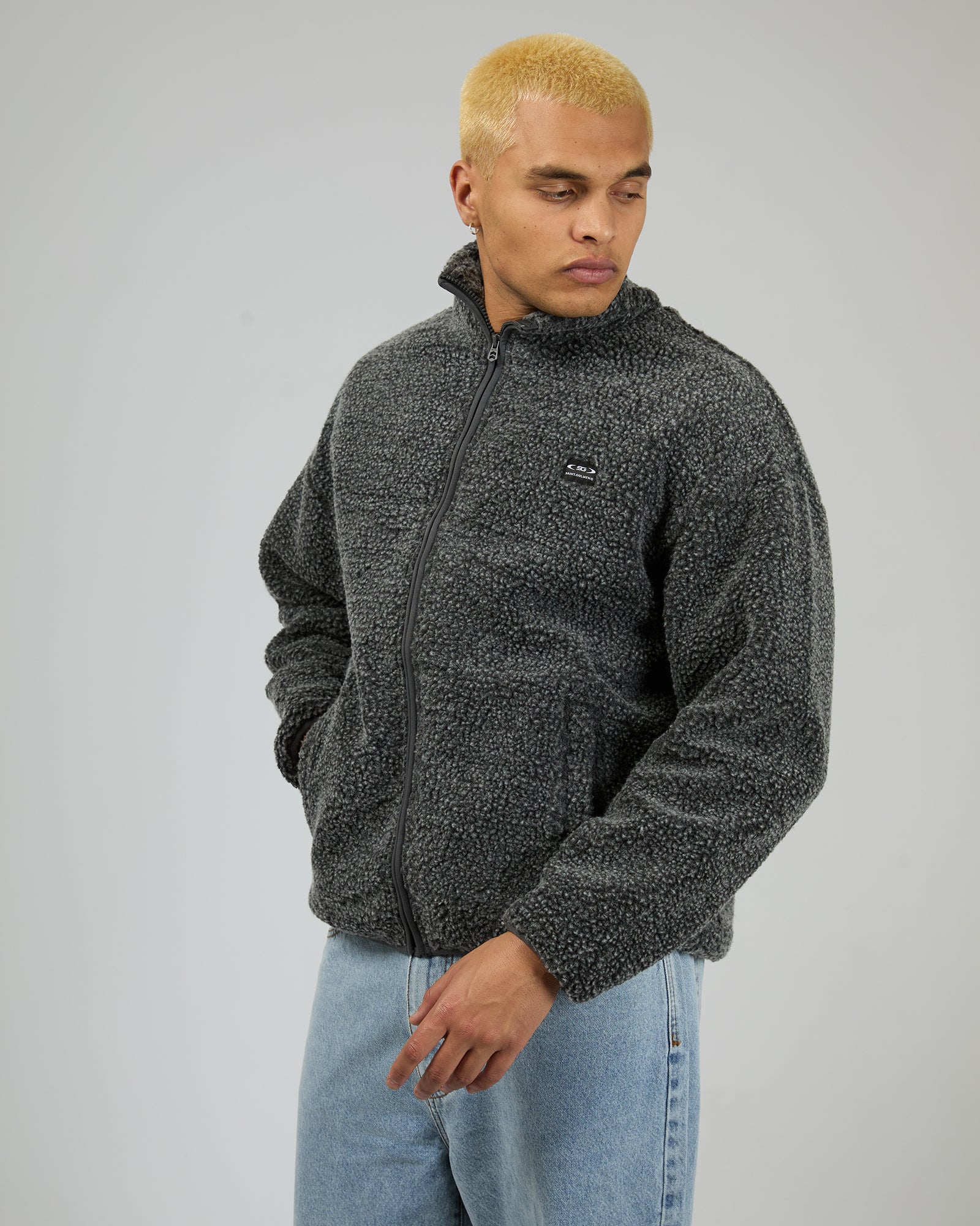Melange Polar Jacket Charcoal
