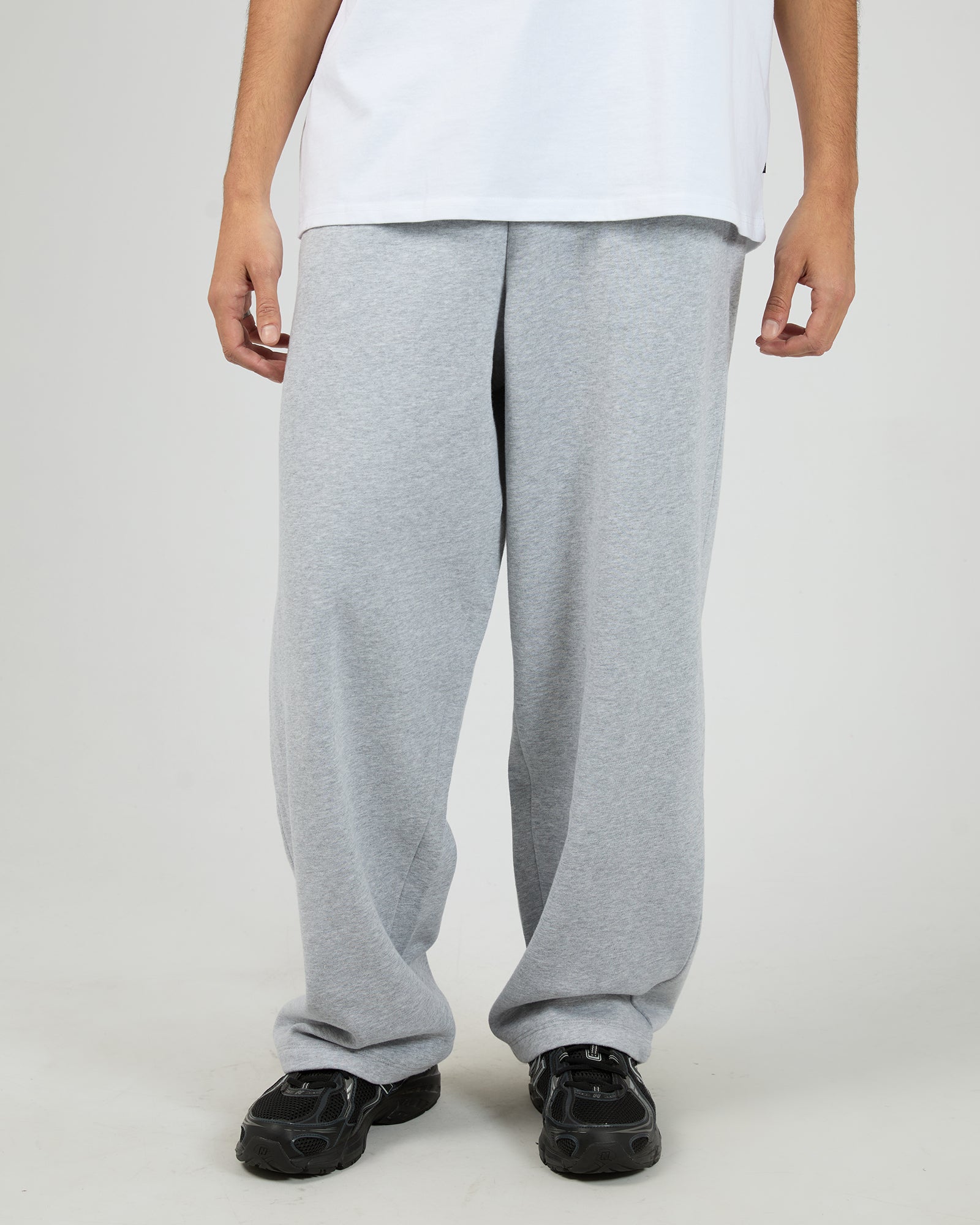 Wide Leg Trackpant Grey Marle