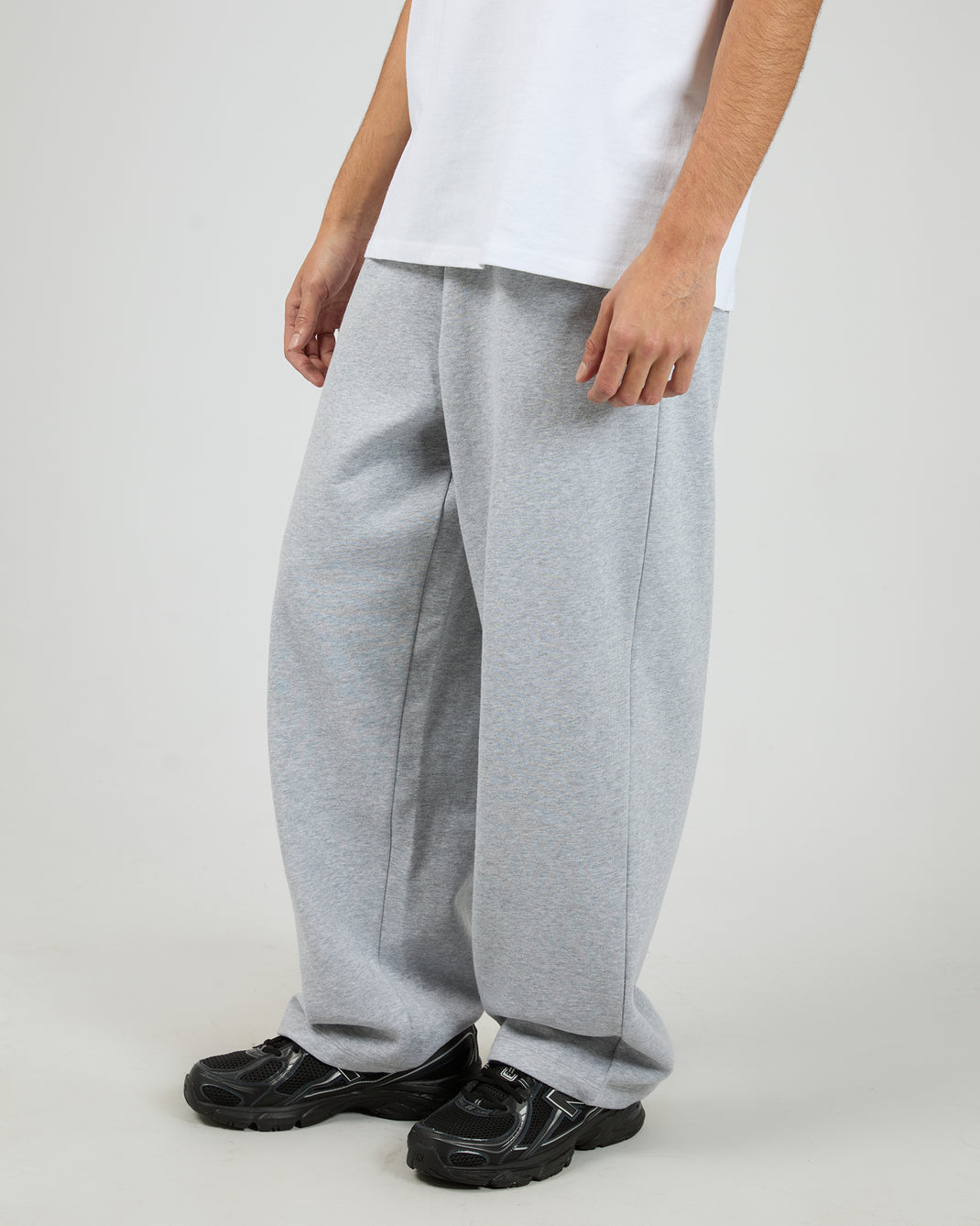 Wide Leg Trackpant Grey Marle