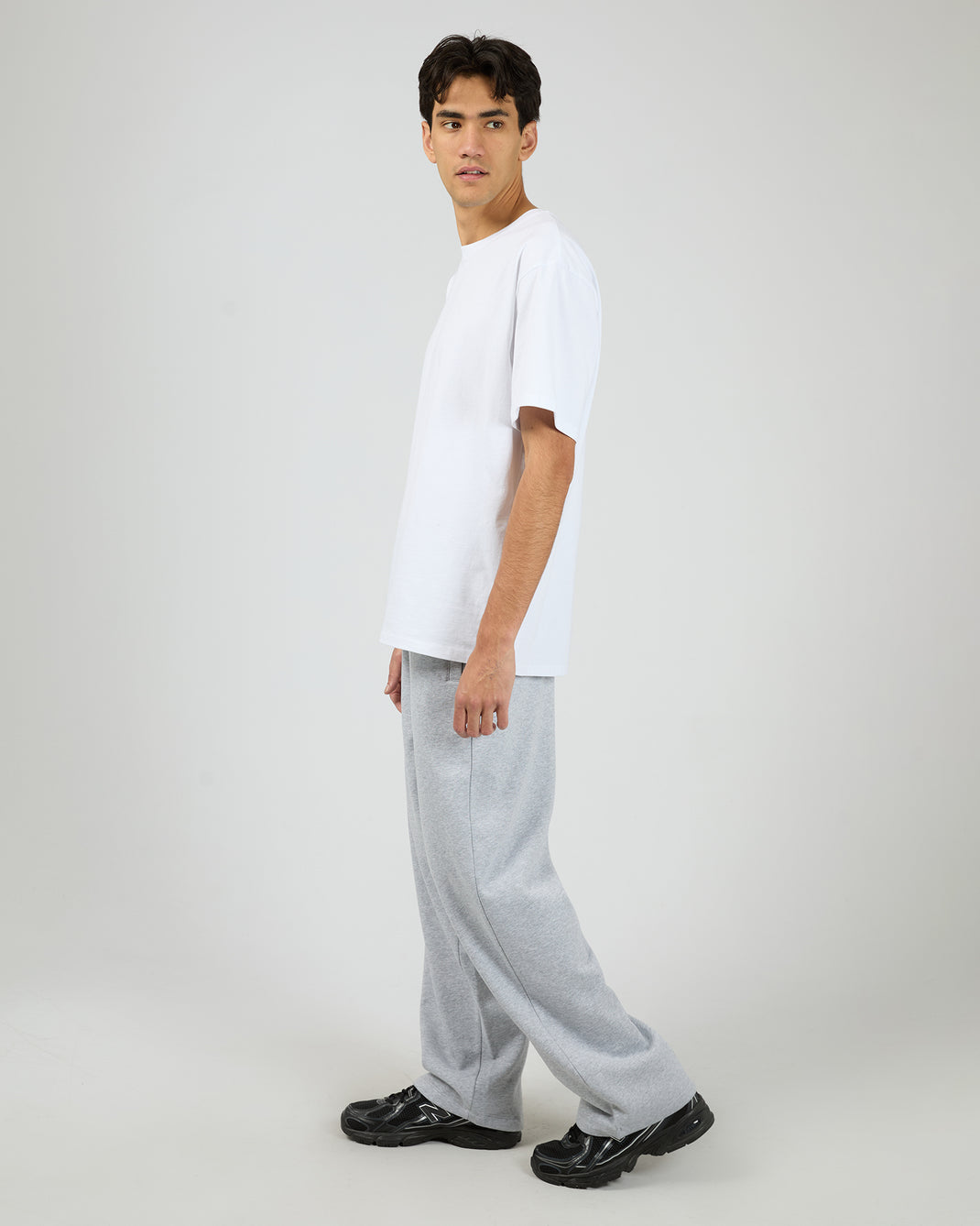 Wide Leg Trackpant Grey Marle