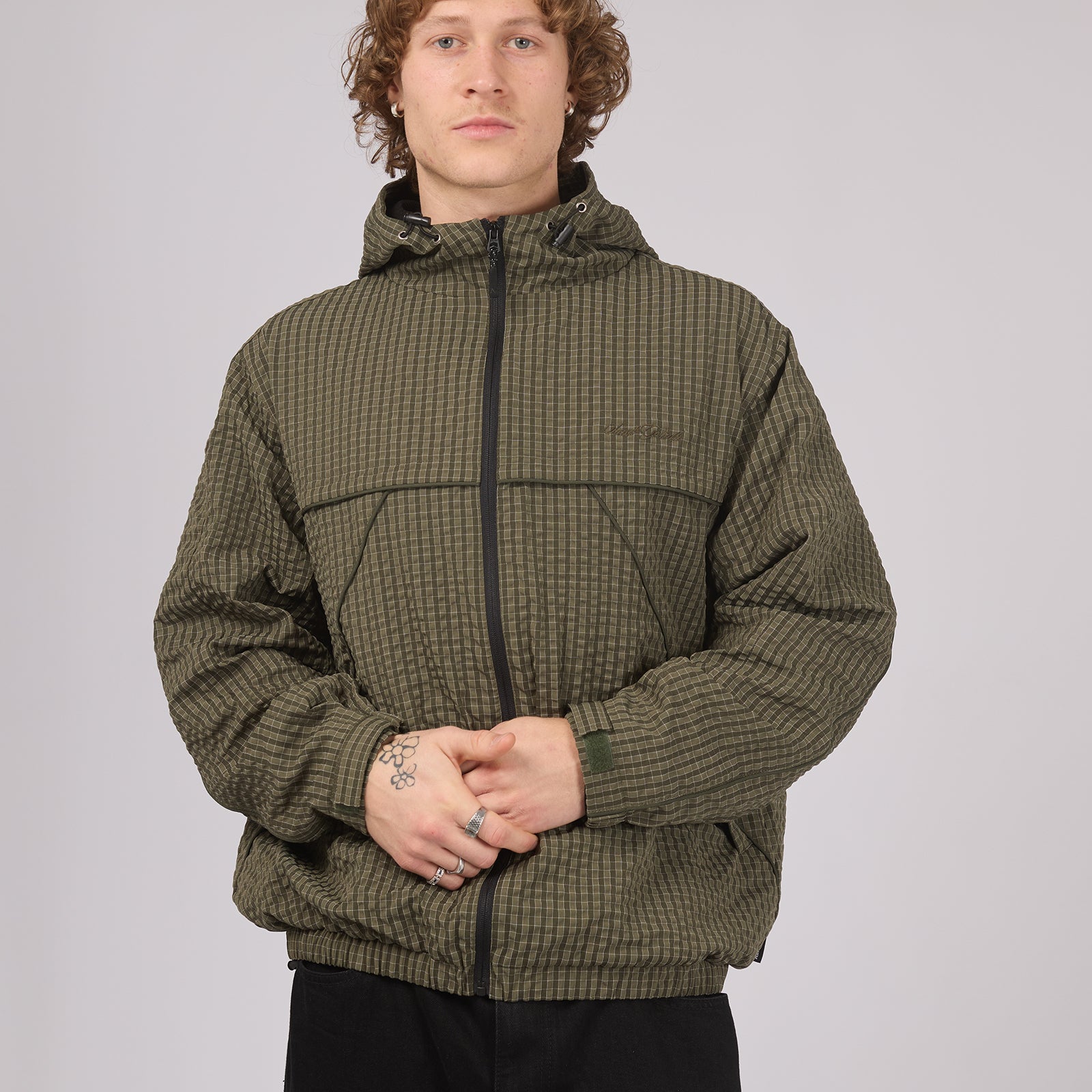 Nylon Check Jacket Green